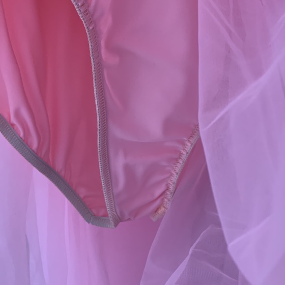 EUC BLACK VELVET, PINK SEQUINS AND TULLE WITH BLACK SATIN BOW TRIM DANCE COSTUME - Picture 7 of 13